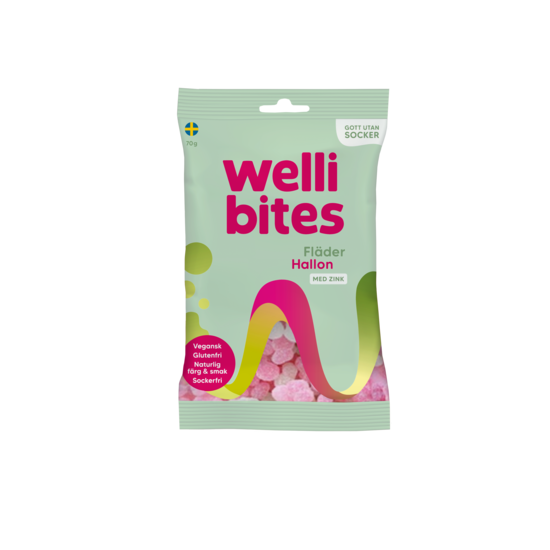 Wellibites Fläder & Hallon 70 g