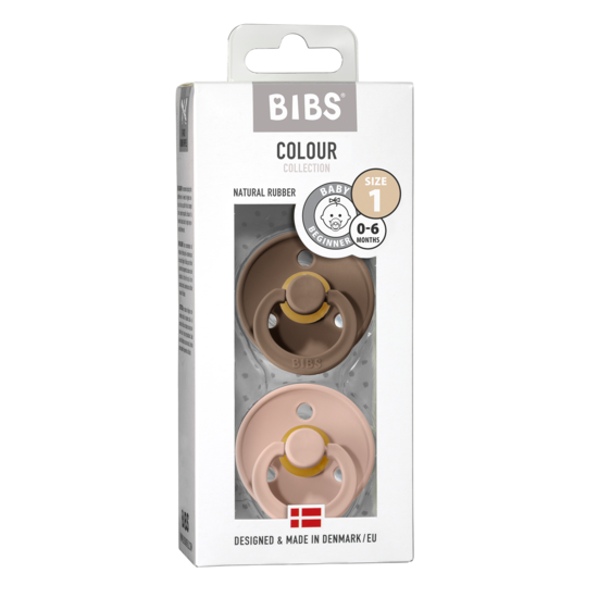 BIBS Colour Latex Size 1 Dark Oak/Blush 2-pack