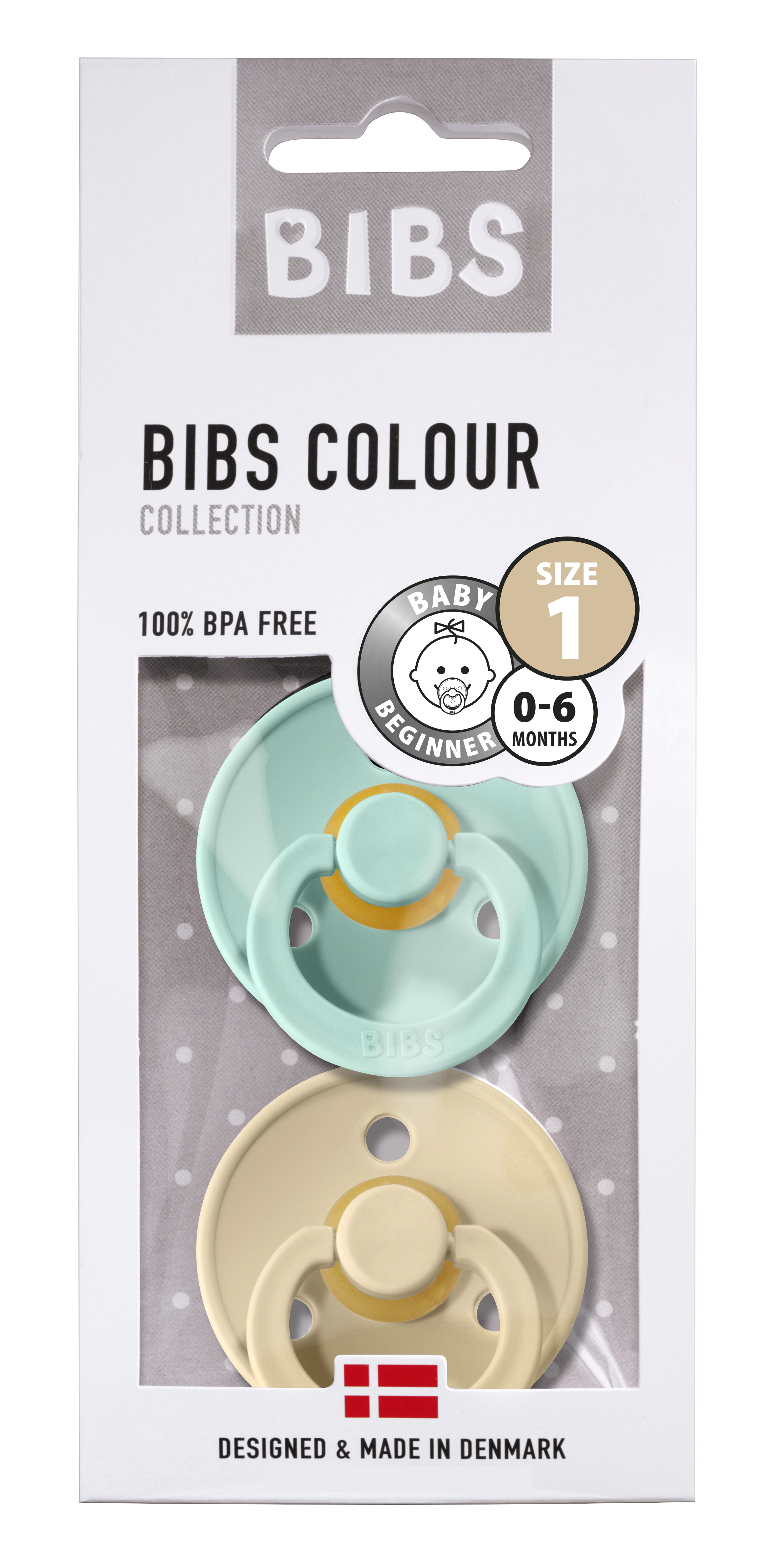 BIBS Colour Nappar Mint/Beige Strl. 1 (0-6 månader) 2-pack