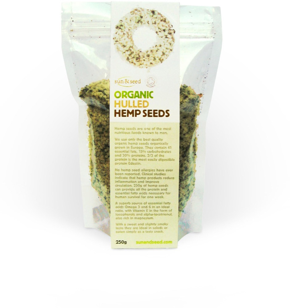 Sun & Seed Hampafrön Skalade 250 g