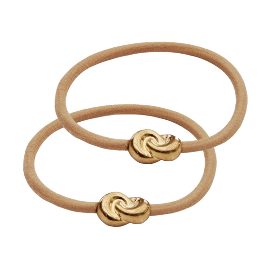 Corinne Hair Tie Big Knot Beige 2-pack