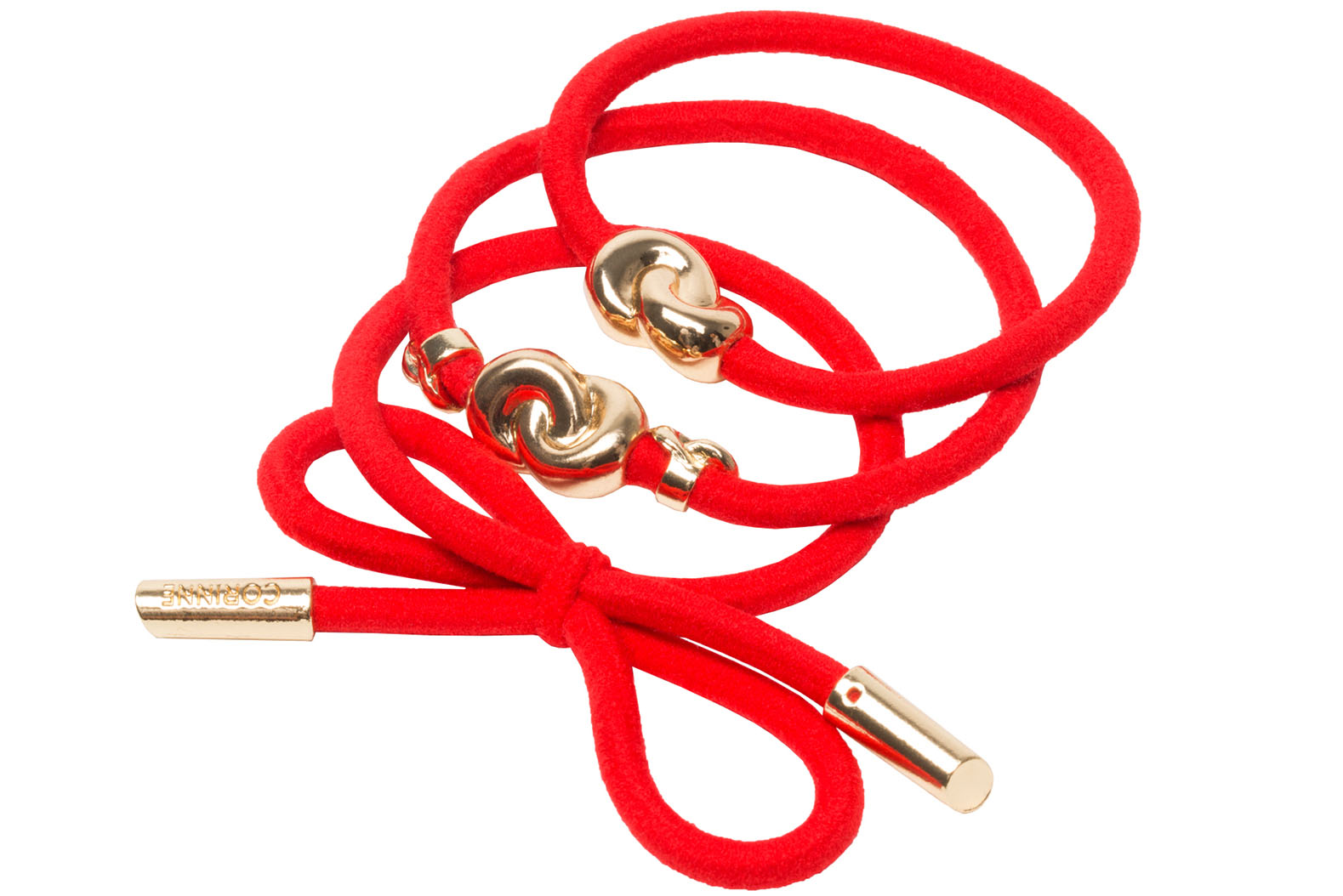 Corinne Hair Tie Metal Details Strawberry Red 3-Pack