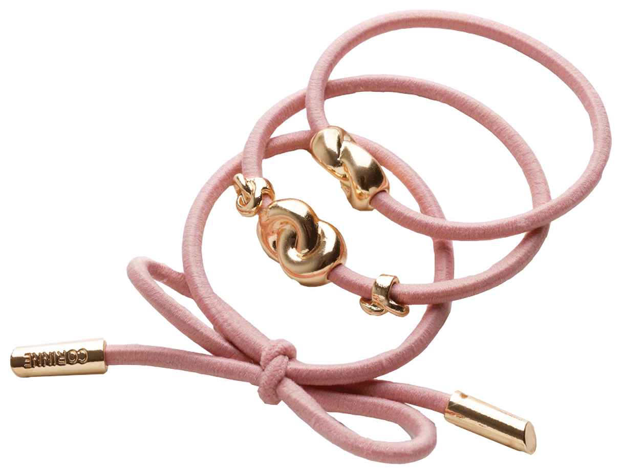 Corinne Hair Tie Metal Details Pink 3-Pack
