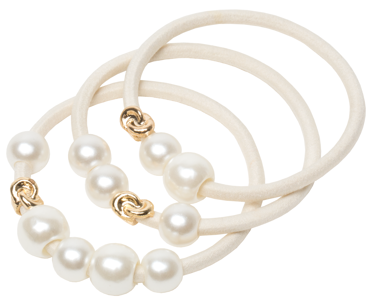 Corinne Hair Ties Pearls Plastic Off White 3-Pack