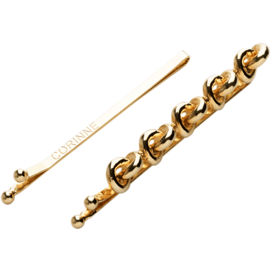 Corinne Hairgrip Knots & Plain Gold 2-pack