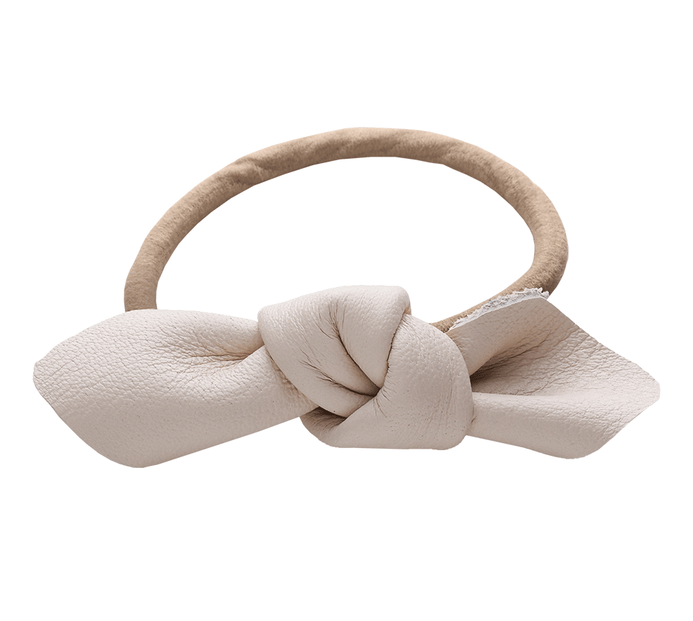 Corinne Leather Bow Small Beige