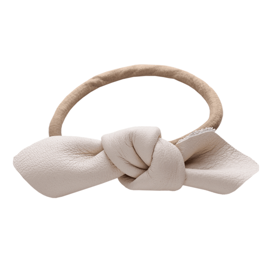 Corinne Leather Bow Small Beige
