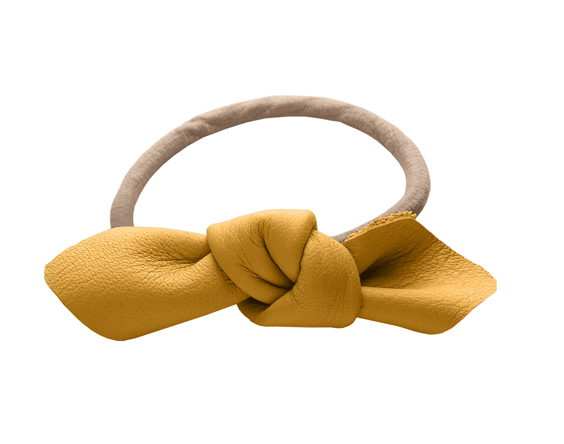 Corinne Leather Bow Small Yellow