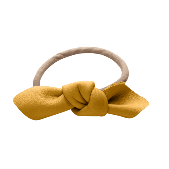Corinne Leather Bow Small Yellow
