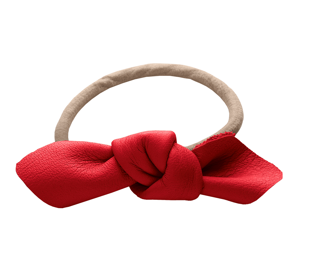 Corinne Leather Bow Small Strawberry Red