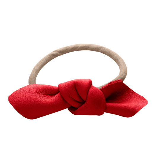 Corinne Leather Bow Small Strawberry Red