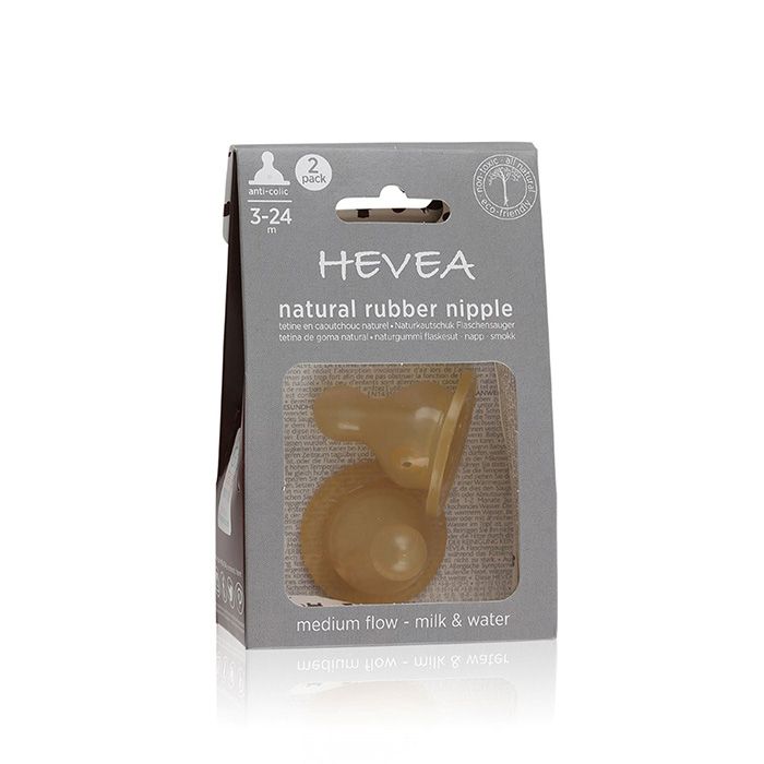 Hevea Bottle Nipple Flow 2pack Medium
