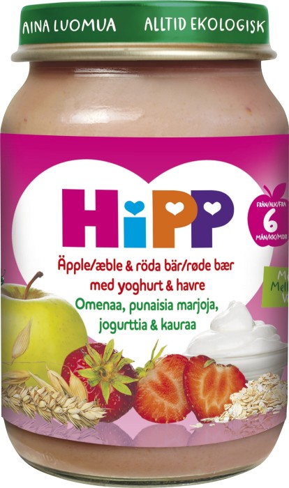 Hipp Röda Bär, Äpple & Yoghurt 6m 160g