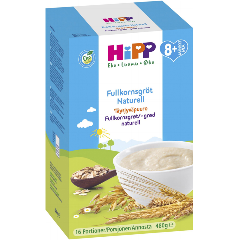 Hipp Fullkornsgröt Naturell 8m 480g
