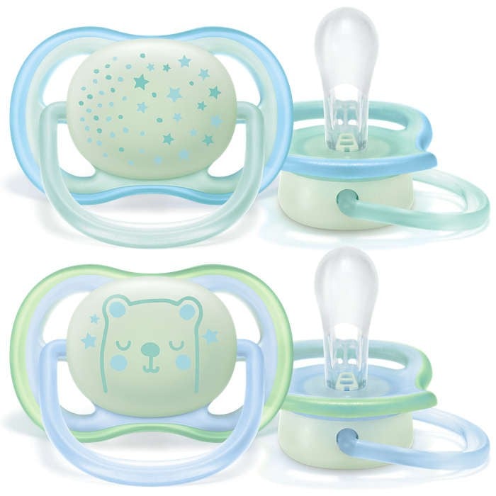 Philips Avent Ultra air Nattnapp 0-6 månader Ljusblå/Grön 2 st