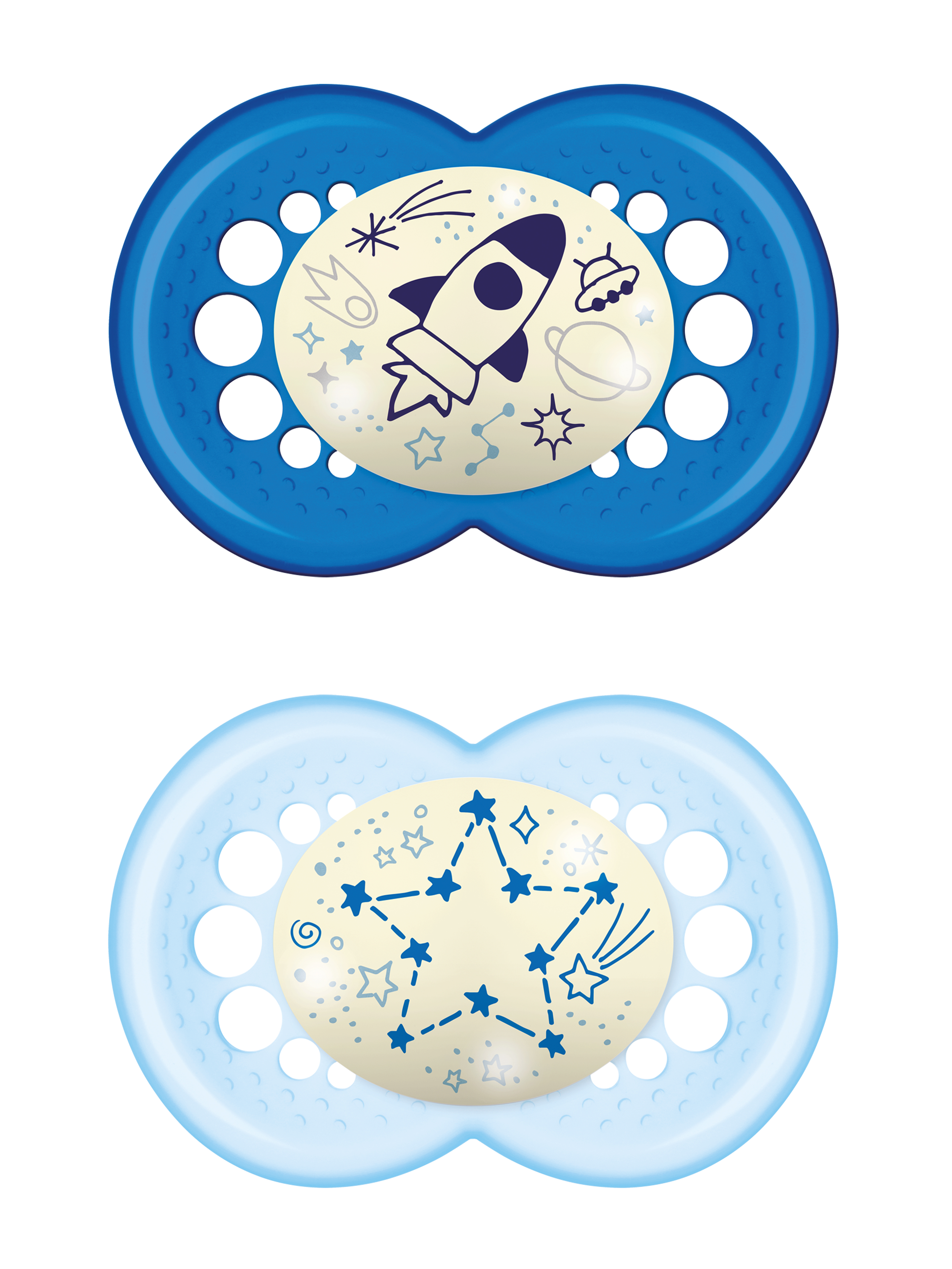 MAM Original Night 6-16m Silicone Blue 2-pack