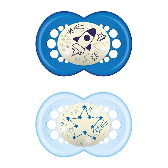 MAM Original Night 6-16m Silicone Blue 2-pack