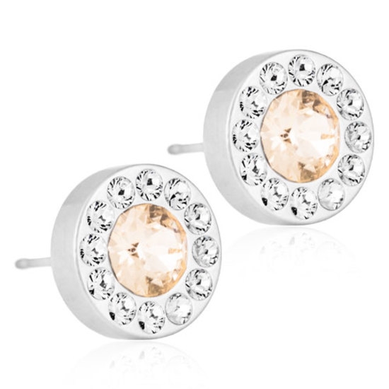 Blomdahl Örhängen Brilliance Halo Crystal/Golden Rose 8mm