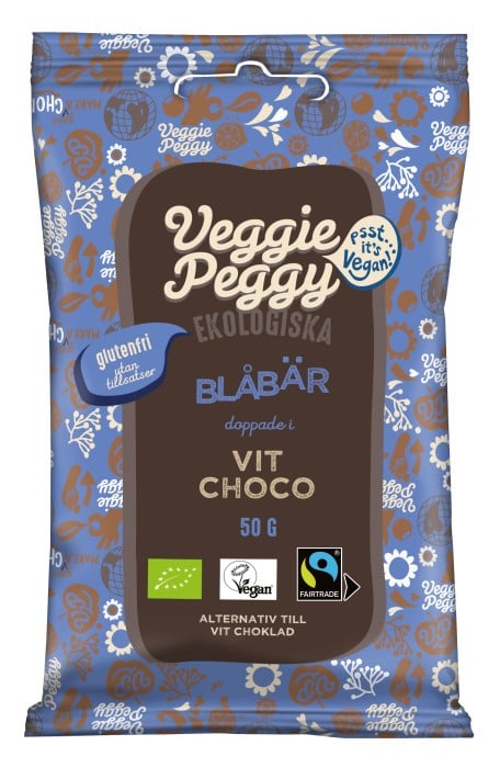 Veggie Peggy Vitchokladdoppade Blåbär 50 g