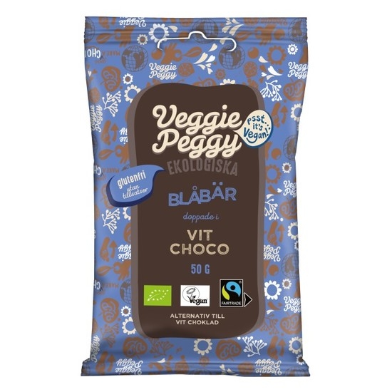 Veggie Peggy Vitchokladdoppade Blåbär 50 g