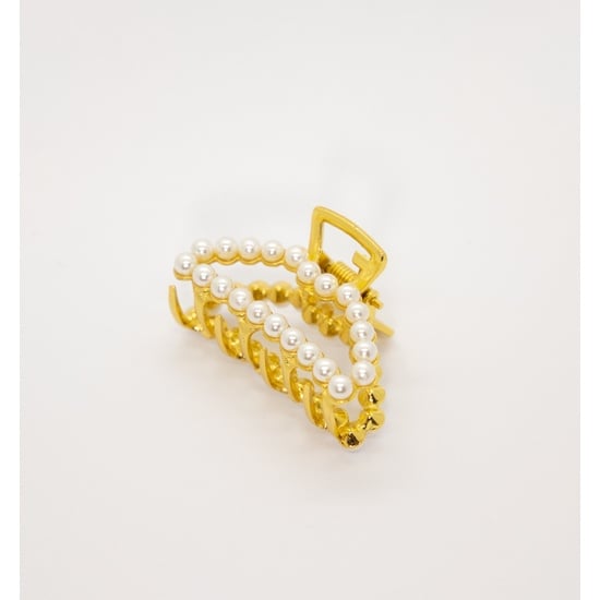 Add a Little Something Hair Claw Triangle Pearls White