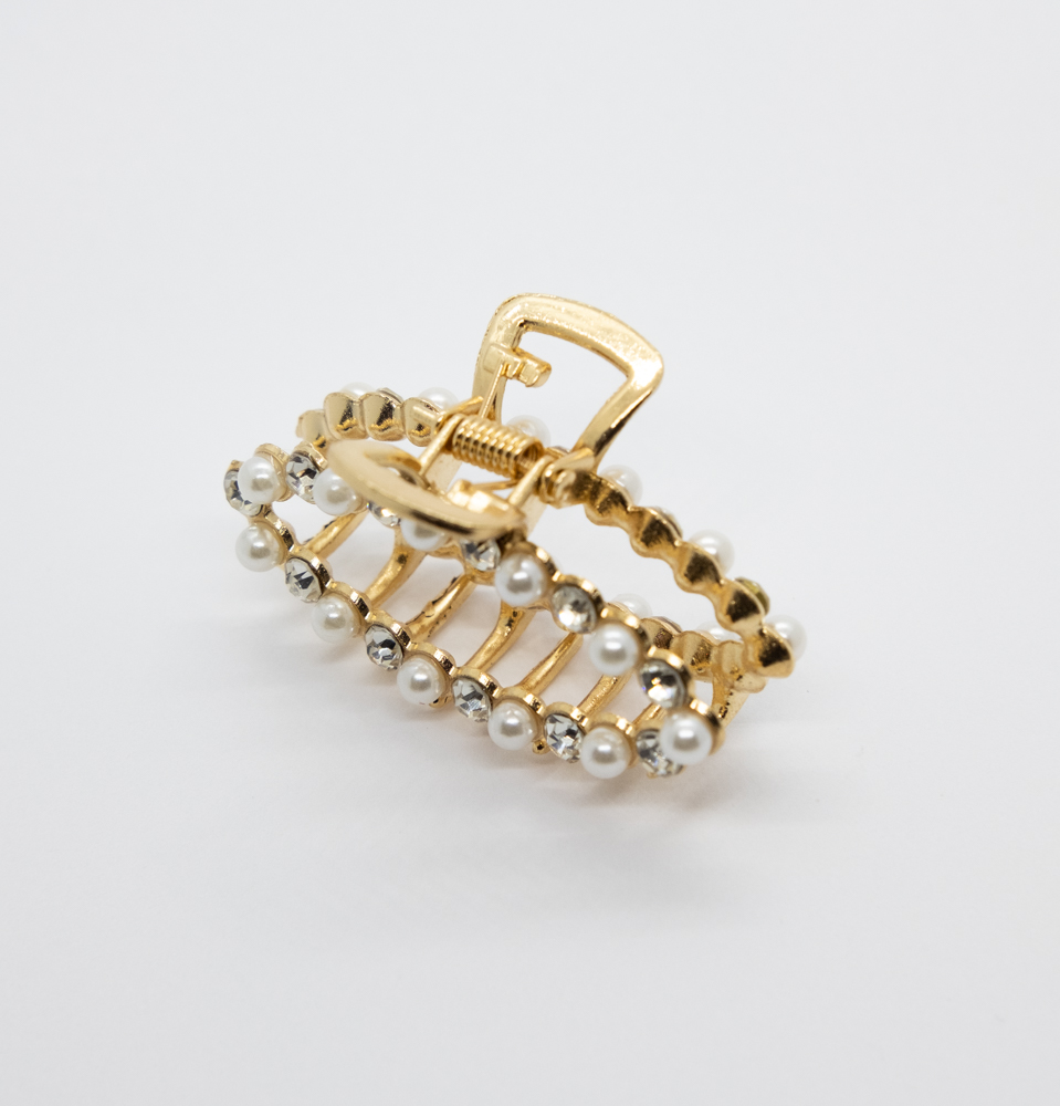 Add a Little Something Hair Claw Oval Pearl/Diamonds White