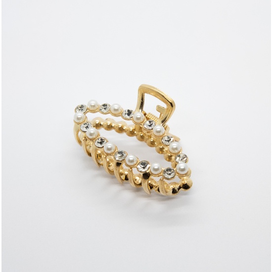 Add a Little Something Hair Claw Oval Pearl/Diamonds White