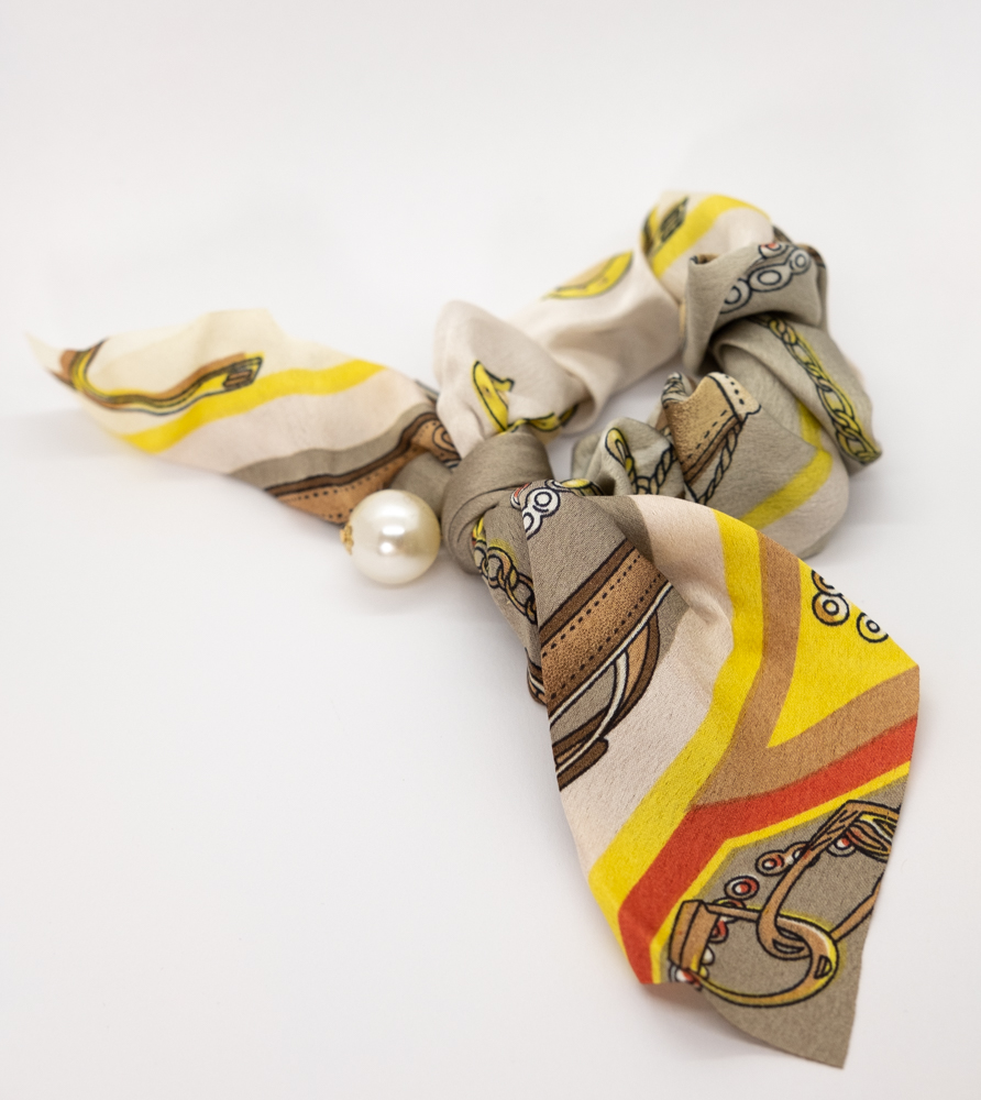 Add a Little Something Bow Scrunchie Paisley Beige