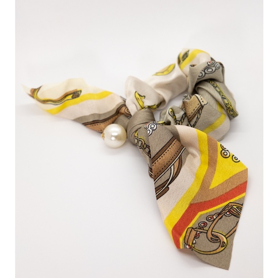 Add a Little Something Bow Scrunchie Paisley Beige