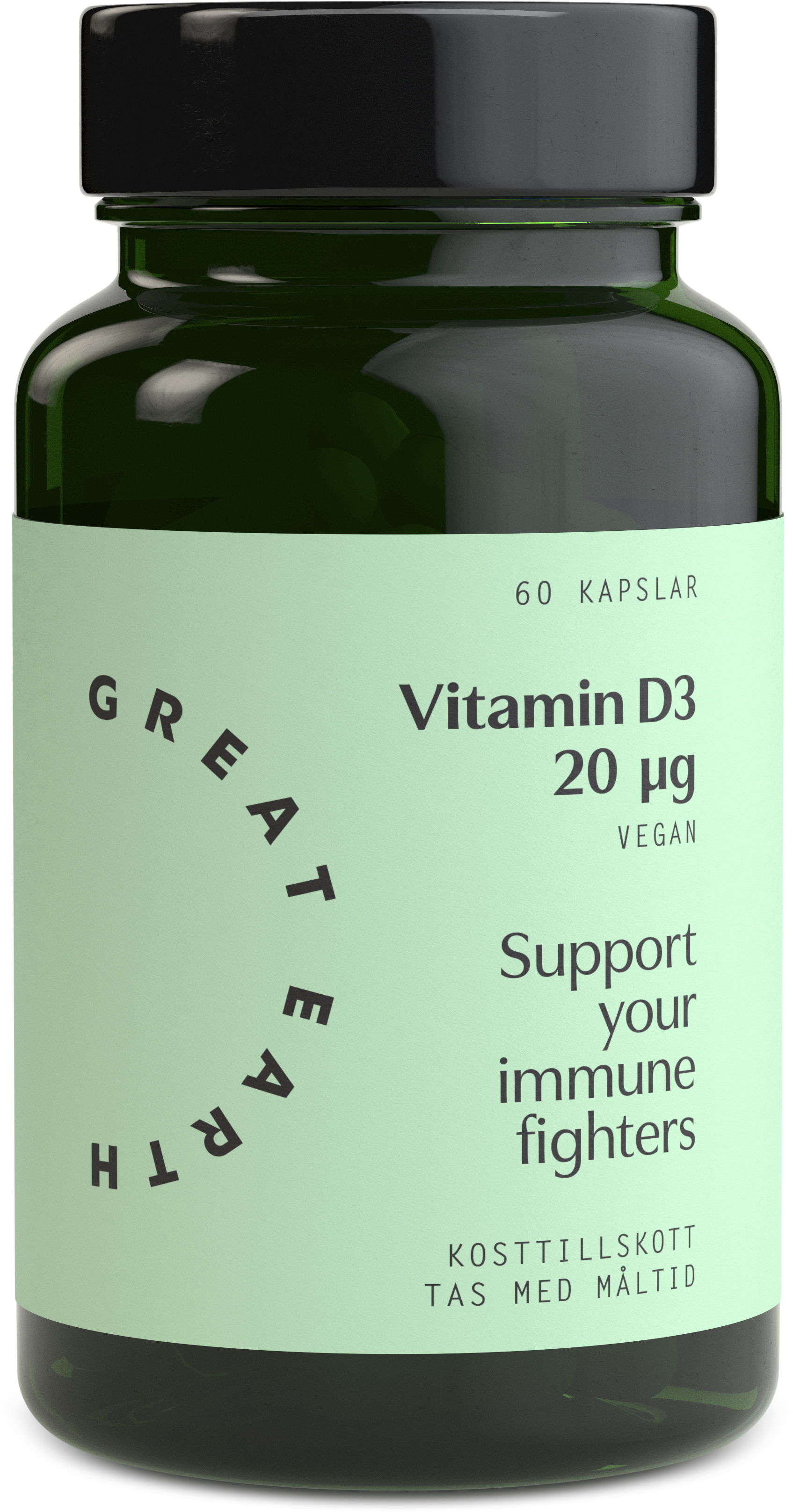Great Earth D3 Vitamin Vegan 800 I.E 60 kapslar