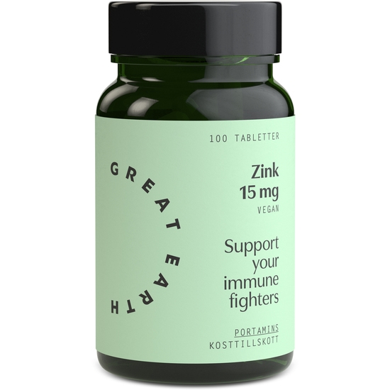Great Earth Zink 15 mg 100 tabletter