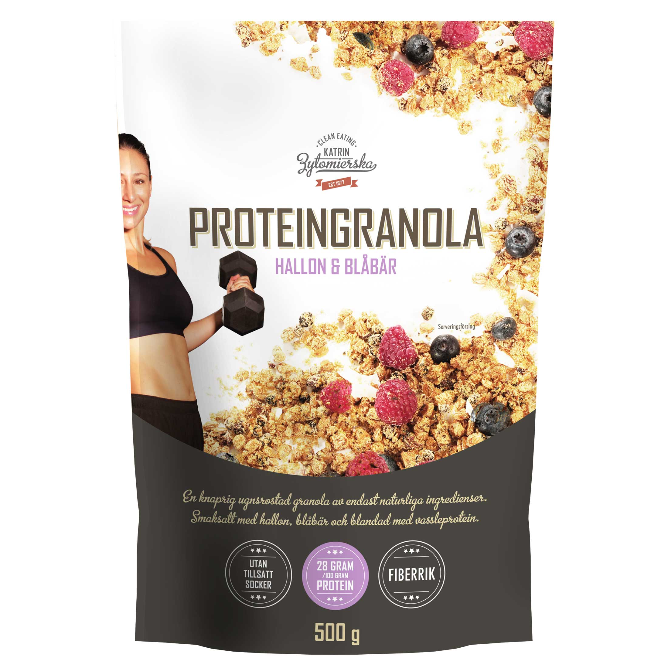 Clean Eating Proteingranola Hallon & Blåbär 500 g