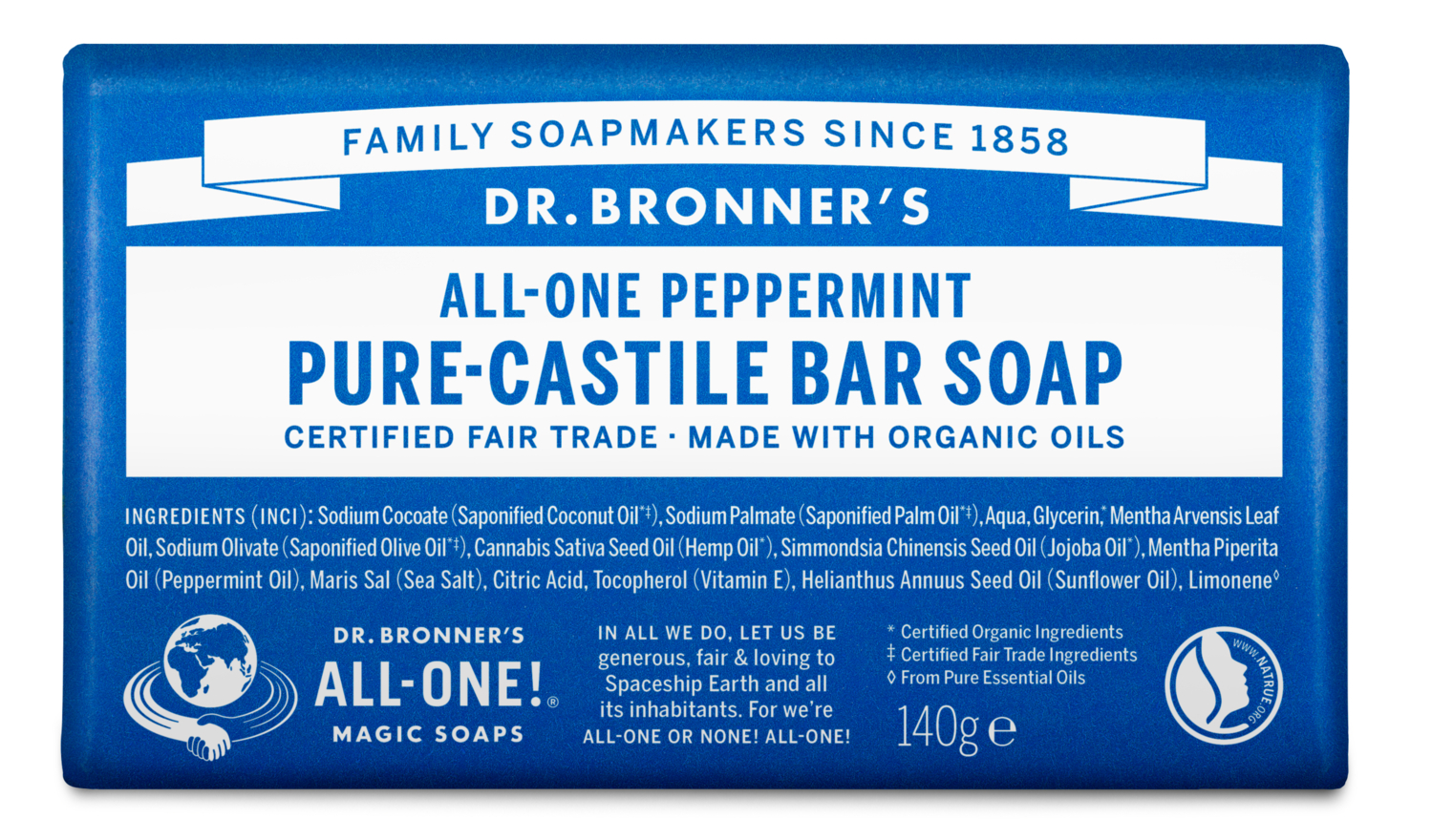 Dr. Bronner’s Peppermint Bar Soap 140 g