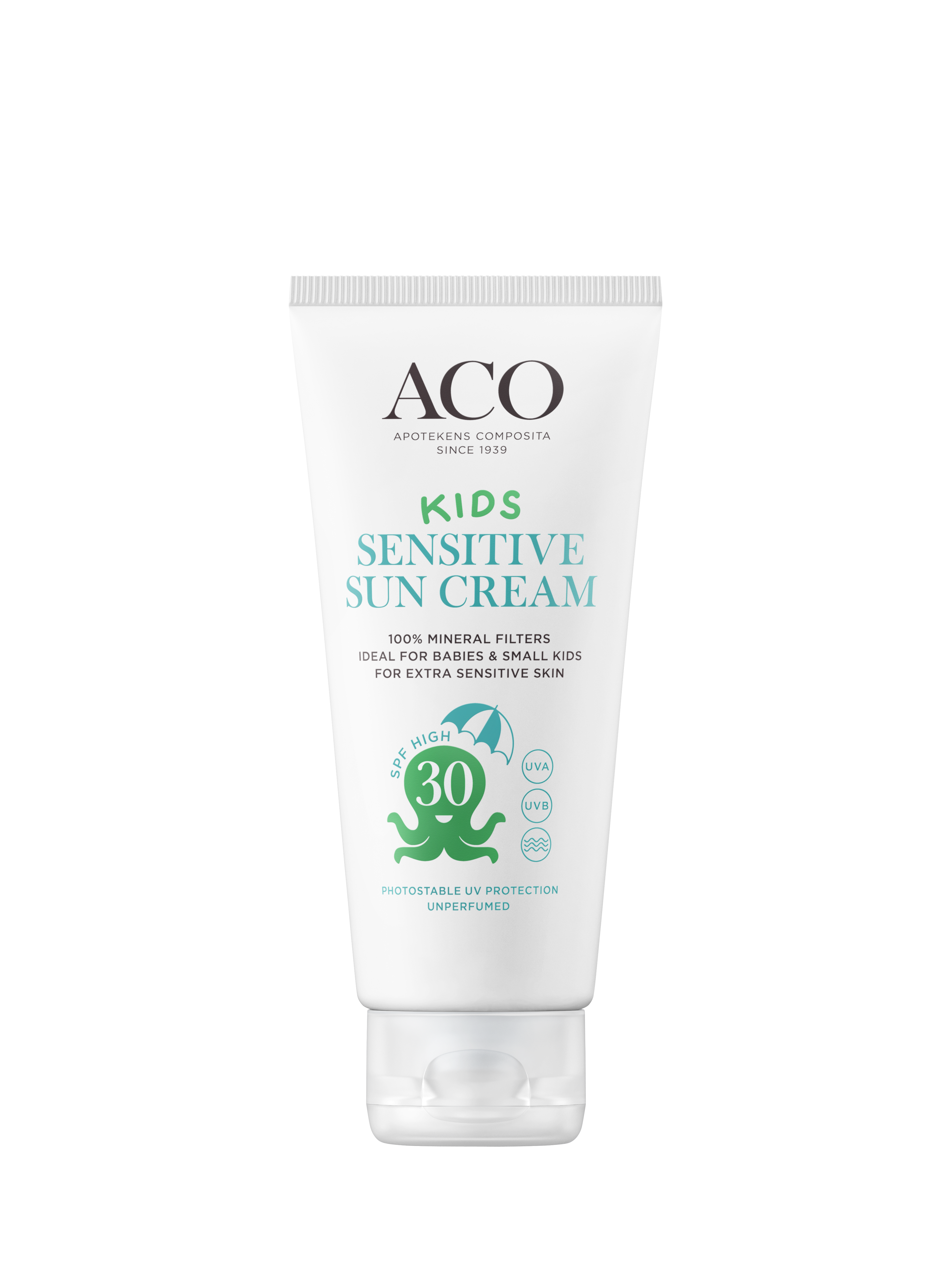 ACO Sun Kids Sensitive Cream SPF30 Parfymfri Solskydd Barn 100 ml