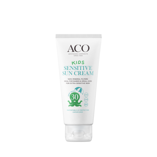 ACO Sun Kids Sensitive Cream SPF30 Parfymfri Solskydd Barn 100 ml