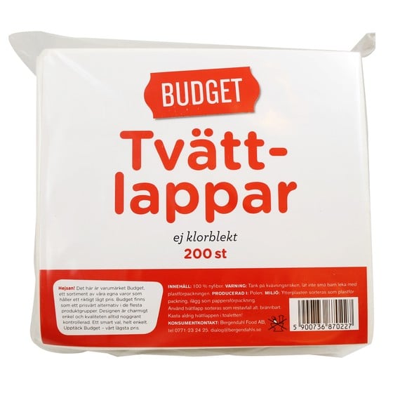 Budget Tvättlappar 200-pack