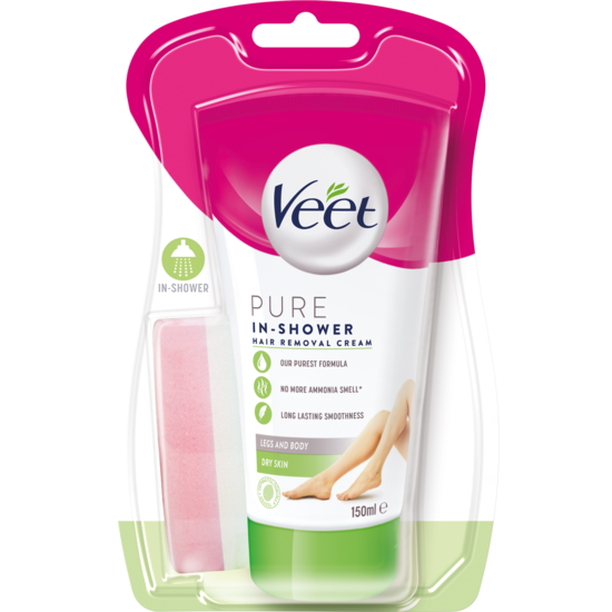 Veet Pure Hårborttagningskräm Dusch Ben & Kropp Torr Hud 150 ml