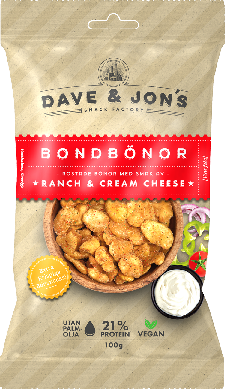 Dave & Jon´s Rostade Bondbönor Ranch & Cream Cheese 100 g