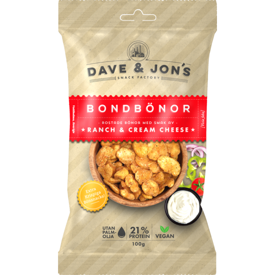 Dave & Jon´s Rostade Bondbönor Ranch & Cream Cheese 100 g
