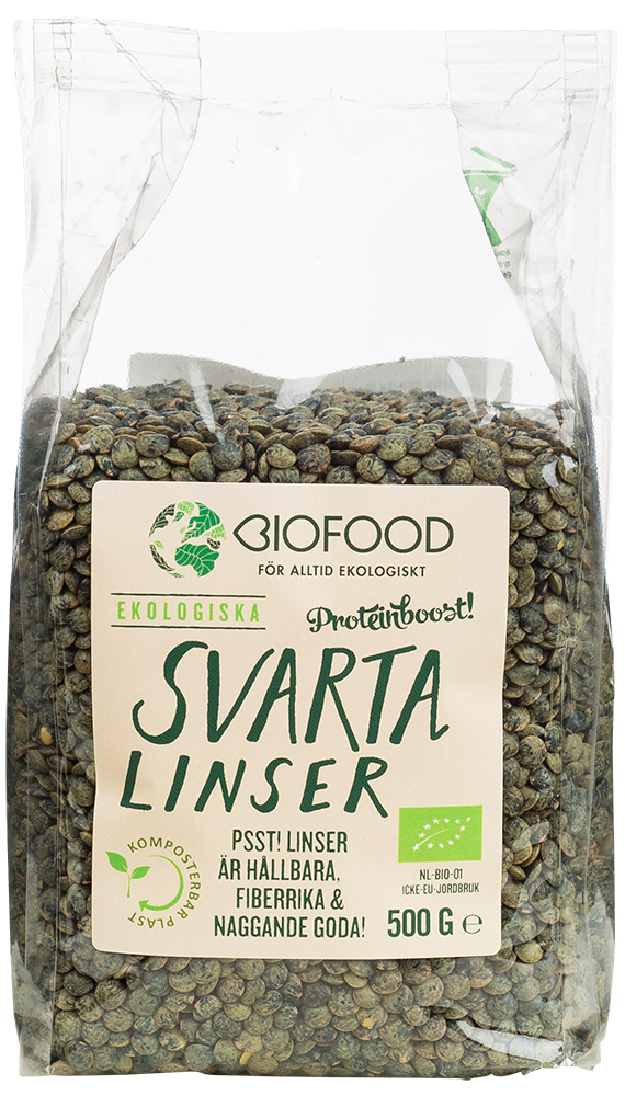 Biofood Svarta linser 500 g
