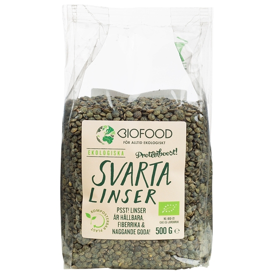 Biofood Svarta linser 500 g