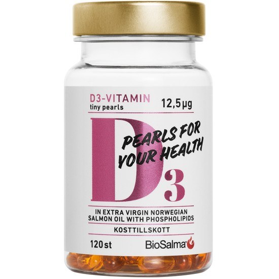 BioSalma D3-vitamin 12,5µg tiny pearls 120 kapslar