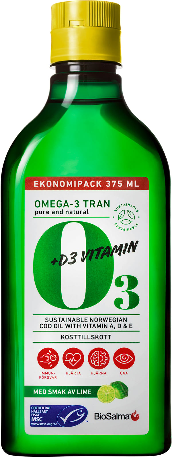 BioSalma Omega-3 Tran Miljömärkt MSC 375 ml