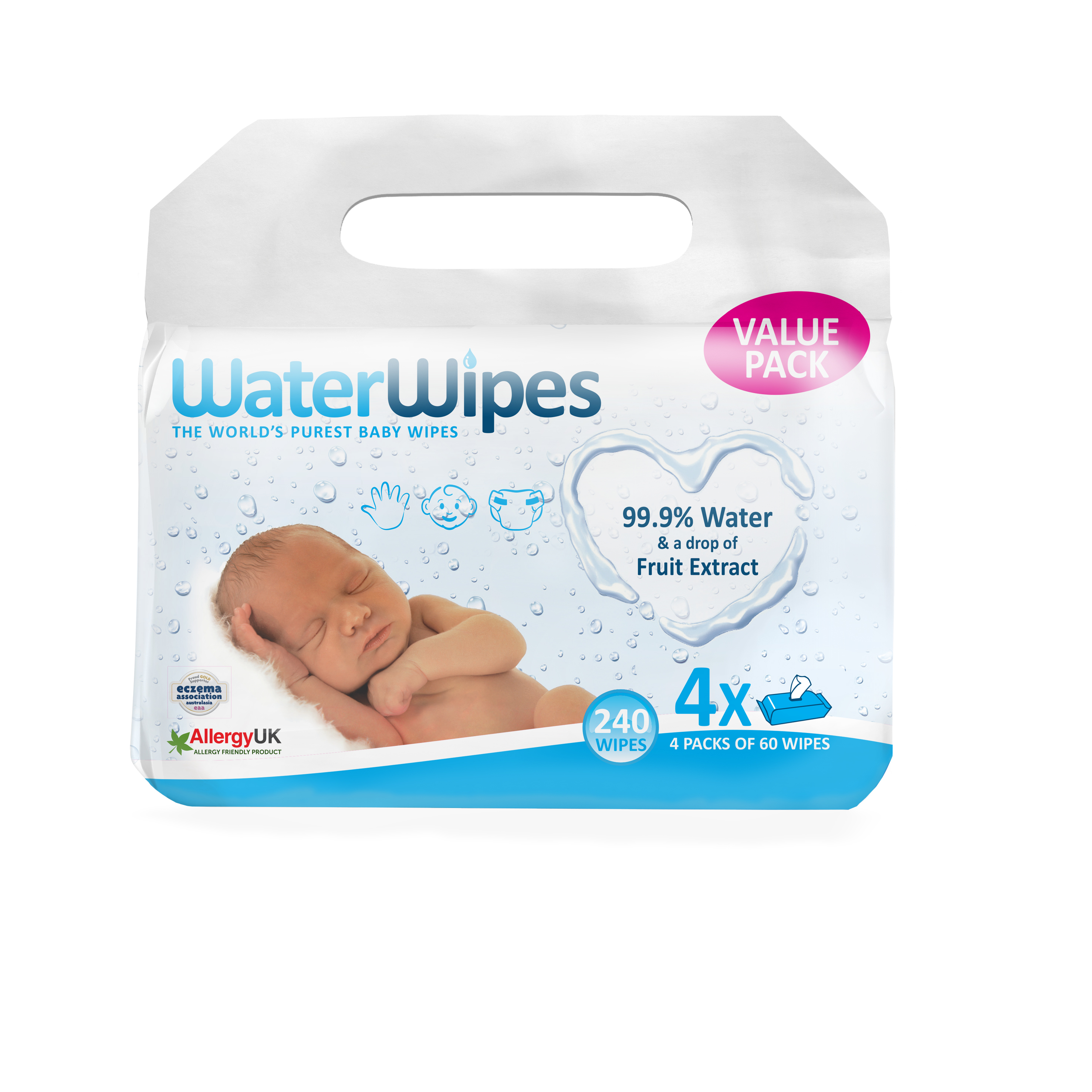 WaterWipes Våtservetter 4 x 60 st