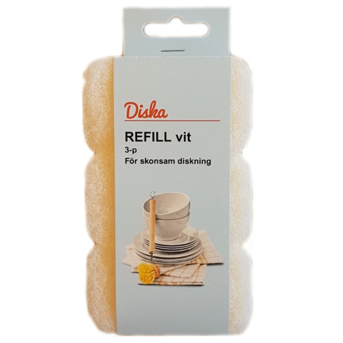Diska Diskborste med Svamp Refill Vit 3-pack