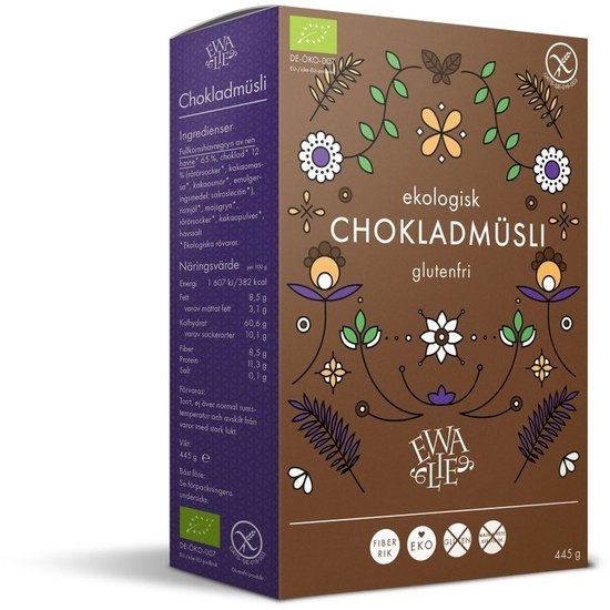 Ewalie Ekologisk och Glutenfri Chokladmüsli 445 g