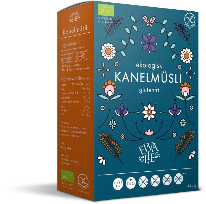Ewalie Ekologisk och Glutenfri Kanelmüsli 445 g