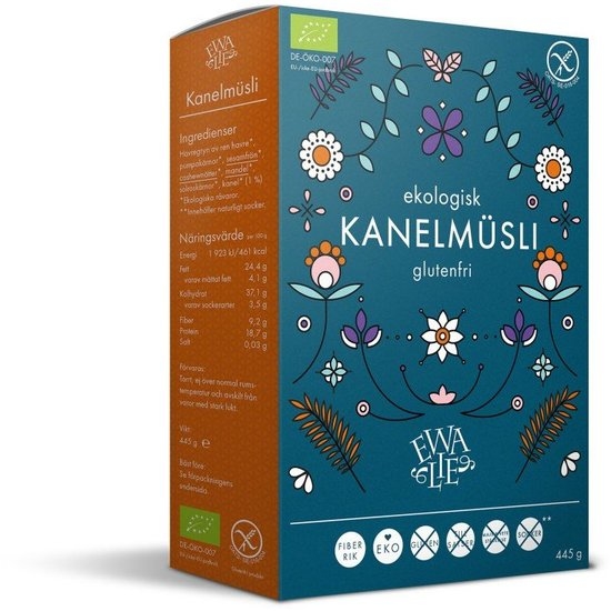 Ewalie Ekologisk och Glutenfri Kanelmüsli 445 g