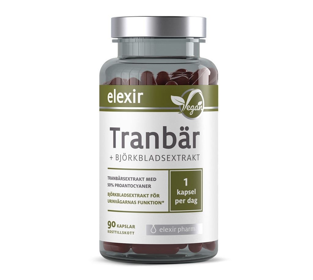 Elexir Pharma Tranbär + Björkbladsextrakt 90 kapslar