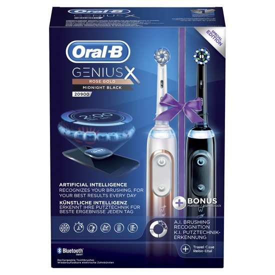 Oral-B Genius X 20900 Duo Roséguld & Svart Eltandborstar 2-pack